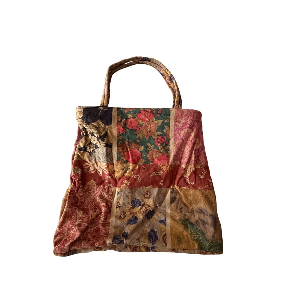 Lapis boho floral bag patchwork Gypsy style inside zipper pocket lightweight